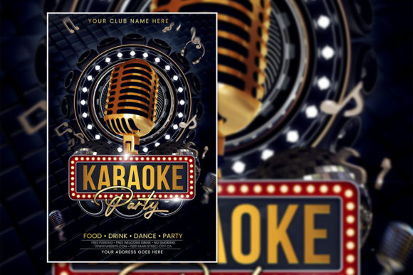 Black Gold Karaoke Party Poster Template – Customizable Flyers That Elevate Your Event Promotion
