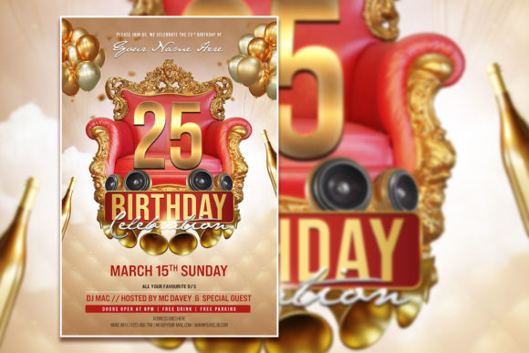 Modern Birthday Celebration Template: Fully Editable Flyer for Effortless Event Invitations